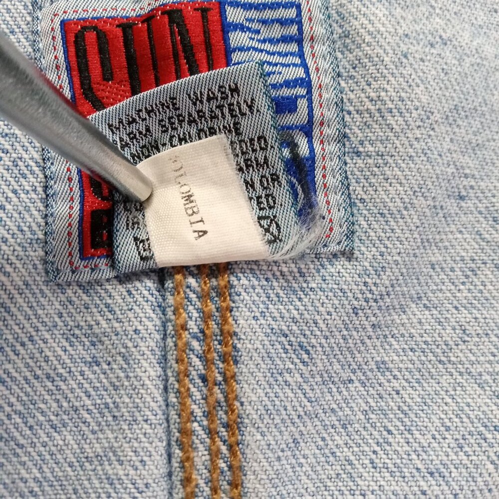 Vintage Sun Belt Denim Chore Coat Women XL Barn Jacket Embroidered Trees Cabin - Picture 15 of 15
